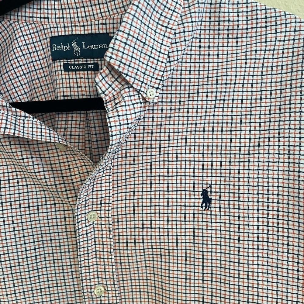 Polo Ralph Lauren Classic Fit Oxford Blue Orange Tattersall Plaid Cotton XXL